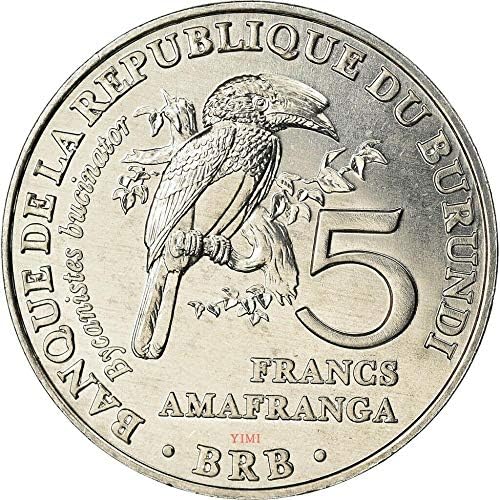 Птица - Носорог Бурунди Монета в 5 франка 2014 г.
