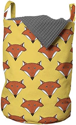 Чанта за дрехи Ambesonne Fox, Портрет Горски животни, Мордочки Забавни Творения на природата, Детски Cartoony Принт, Кошница за дрехи