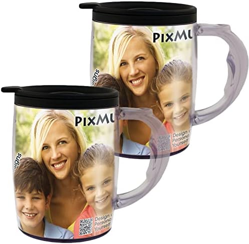 PixMug с дръжка – Чаша за снимки в 15 грама със защита от разливане – Чаша във формата на рамки за снимки - Направи си сам - Вставляй