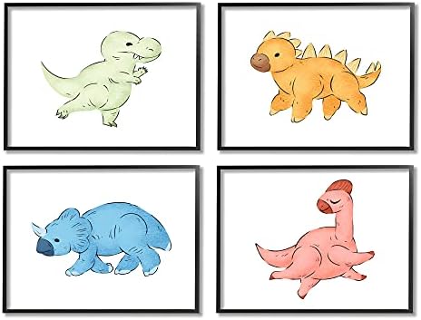 Забавни детски динозаврите Stupell Industries, Сладки бебешки праисторически влечуги тиранозавър рекс-Рекс, дизайн Ziwei Ли, Стенни рисунки