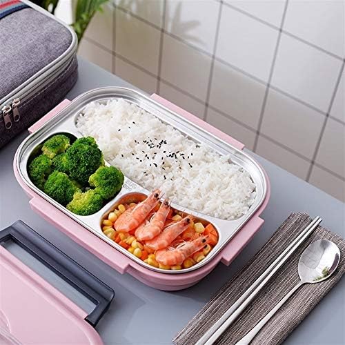 LKYBOA 304 Термален Обяд-Кутия от Неръждаема Стомана, Устойчив Bento Box с Торби и Посуда Преносим Контейнер за храна за зимата (Цвят: