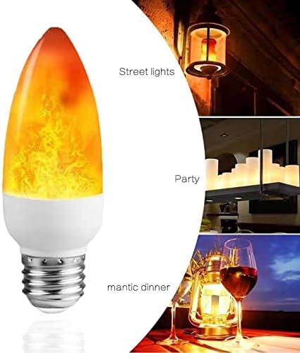 Led Крушка с Ефект на Пламъка E26, Блестящо Крушка-Свещници 4 W, Топло Жълти Лампи-Свещи с Датчик за Силата на Тежестта, Блестящо Крушки