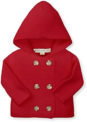 Детски пуловер с качулка, копчета Hope & Henry Layette с дълъг ръкав Отпред