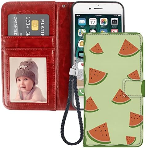 Чанта-портфейл DAFEI за iPhone 7/8/SE2 с Дизайнерски принтом под формата на Диня, Изкуствена Кожа, Панти Калъф-Награда за самоличност, кредитни карти, Джоб Каишка