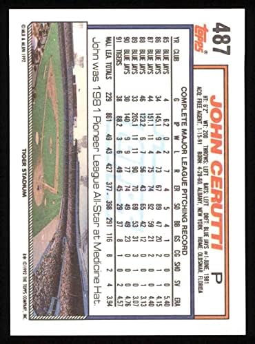1992 Topps 487 Джон Черути Детройт Тайгърс (Бейзболна картичка) Ню Йорк /MT Тайгърс