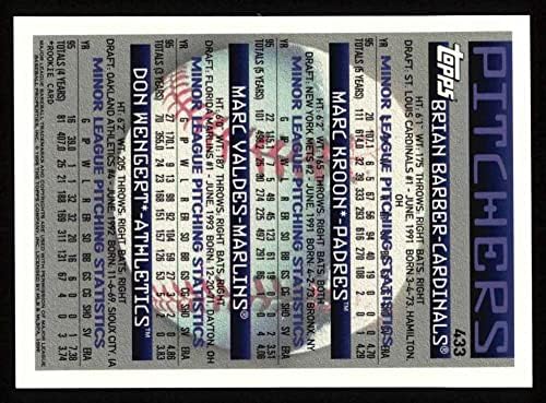 1996 Топпс № 433 Перспективи Браян Барбър / Марк Крун /Марк Валдес /Дон Венгерт Кардиналс/Падрес/Марлинс/Атлетикс (Бейзболна картичка)