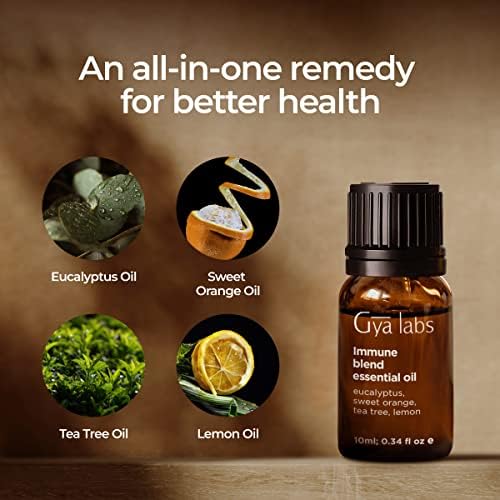 Смес от етерични масла Gya Labs Immunity - Етерично масло Thieves Масло за почистване и придаване на жизненост - Етерично масло за подкрепа