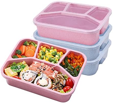 Обяд Кутии Бенто от 4 опаковки, съд за приготвяне на храна на 4 отделения с Прозрачен капак, за многократна употреба Обяд-Бокс Bento