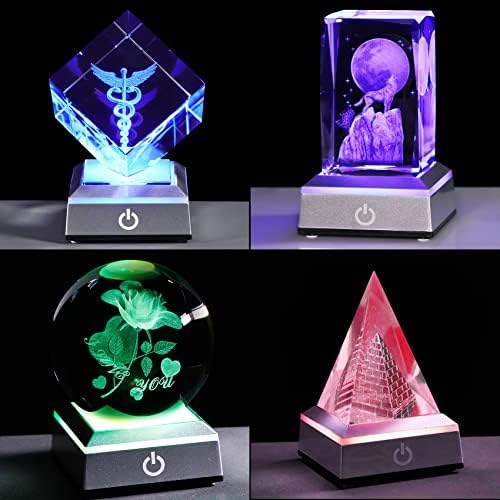 YWHL 6 Цвята, Led Поставка за Кристална 3D Стъкло Art, Led Квадратна Стойка За Плосък дисплей с едно Докосване на ключа за 3D Лазерно