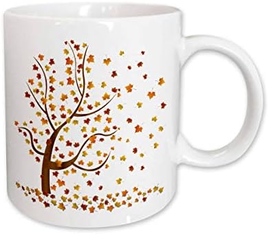 Керамична чаша 3dRose mug_62989_1 Есен дърво с листа, 11 грама, Многоцветен