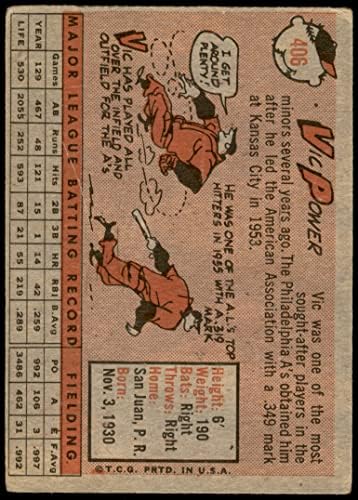 1958 Topps 406 Vic Power Канзас Сити Атлетикс (Бейзболна картичка) ДОБРА атлетика