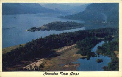 Пощенска картичка с дефиле на река Колумбия, щата Орегон