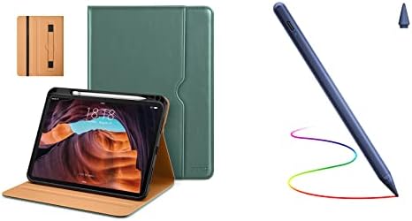 Фирмен калъф за iPad на 10-то поколение 10,9 Инча 2022 г., Кожен Калъф-поставка за бизнес Фолио Премиум-клас е Тъмно Зелен цвят с Писалка