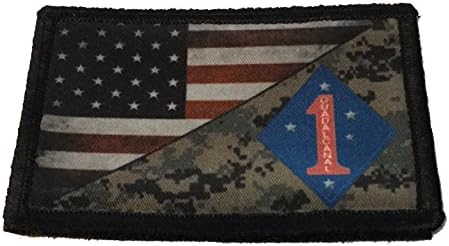 Знаме на 1-ва дивизия на морската пехота на САЩ, нашивка на морала на 1-та морска пехота на САЩ, тактическа военна. Кука и контур, 2x3