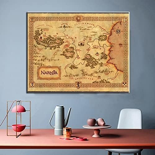 Карта на Нарния с Лъв, Вещици и Гардероб - Фантастичен Начало Декор под формата на Плакати, Печат върху Платно, Живопис върху платно,