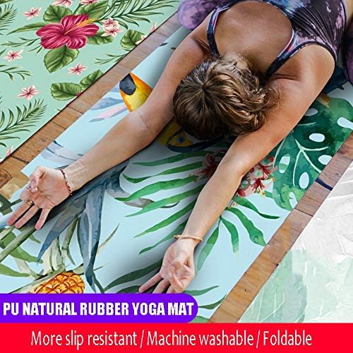 Преносим килимче за йога с дебелина 183*68 см * 1 мм от естествена гума за велур с цветни модел, нескользящий подложка за упражнения Пилатес (Цвят: слива)
