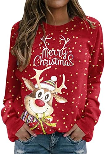 Модни графични качулки с кръгло деколте, Коледни Свитшоты, Модерен Пуловер с дълъг ръкав, Свободна Жена Hoody, Красиви Върхове