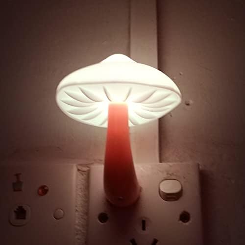 AUSAYE 2 Опаковки Led нощна светлина със сензор, Plug лека нощ, Енергоспестяващ, с монтиран на стената Лампа, с форма на гъба Нощни осветителни