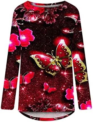 Тениски с Цветен Мрамор Принтом под формата на Пеперуда за Юноши и девойки, Блузи и за Късна закуска с Дълъг Ръкав и деколте Лодка, Тениски